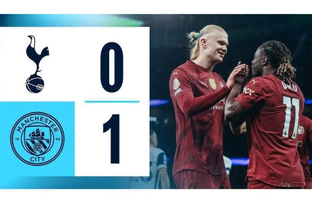 Haaland ghi bàn duy nhất giúp Man City thắng Tottenham 1-0